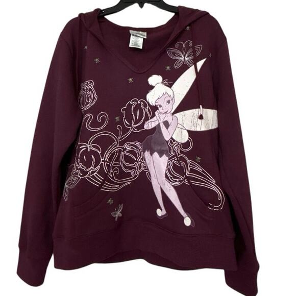 Disneyland Resort Tinker Bell Hooded Sweatshirt Metal Skulls Embroidered XL - Picture 1 of 14